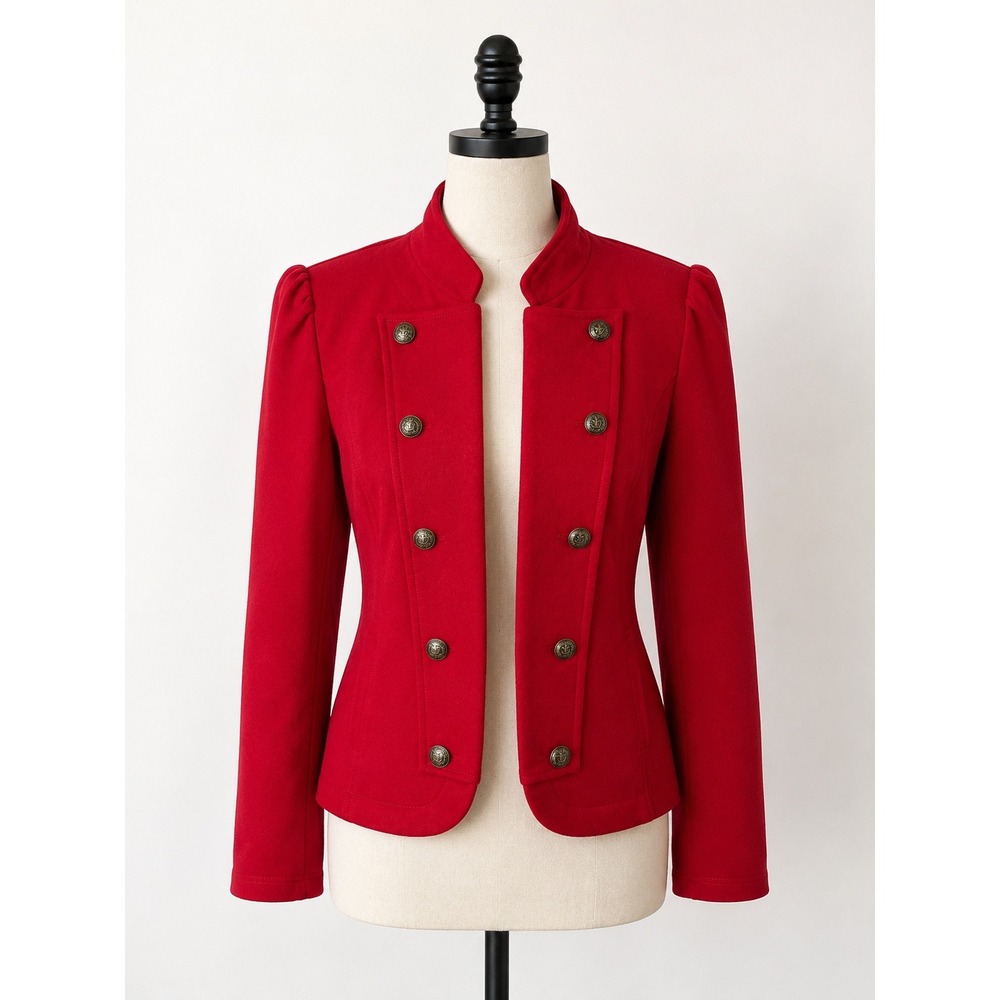 Tommy Hilfiger Band Military Jacket Chili Red Double Breasted Structured  / SZ L